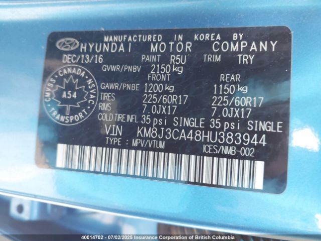 KM8J3CA48HU383944 Hyundai gdi nu