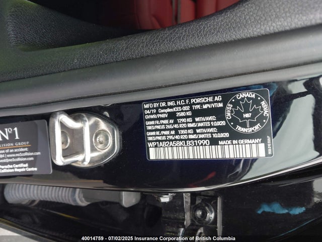 Porsche 2019 2019 WP1AB2A58KLB31990 Image 9