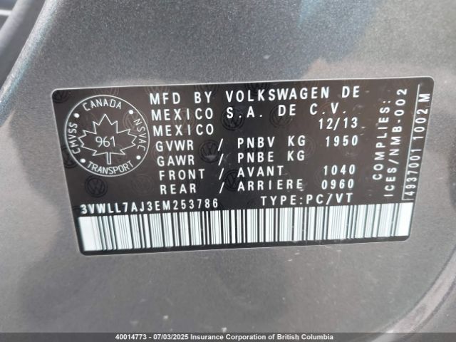 3VWLL7AJ3EM253786 Volkswagen 2014