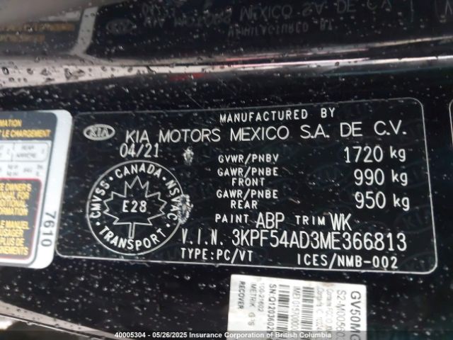3KPF54AD3ME366813 KIA mpi nu