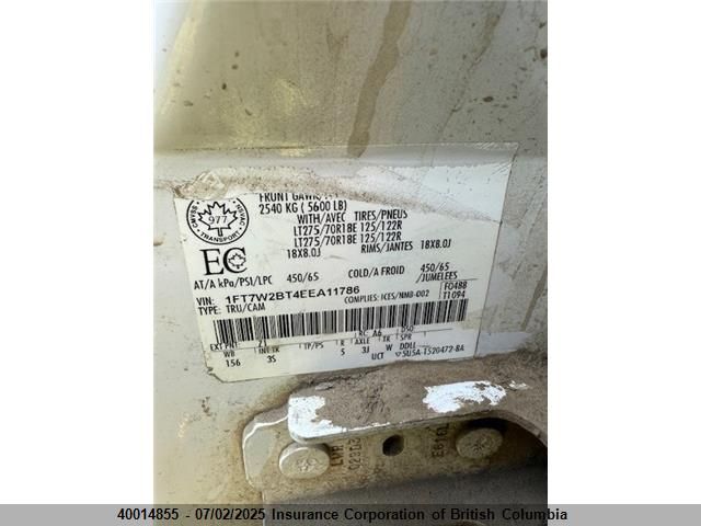 1FT7W2BT4EEA11786 Ford 2014