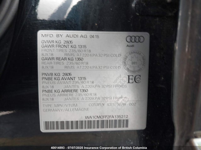 WA1CMCFP2FA135212 Audi 2015