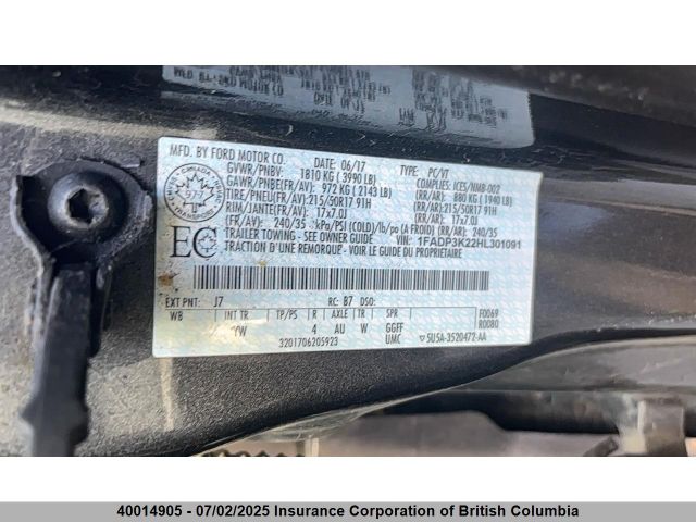 1FADP3K22HL301091 Ford 2.0l gdi