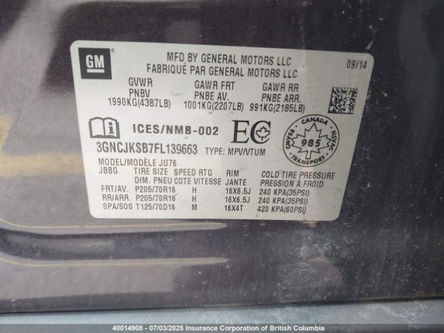 3GNCJKSB7FL139663 Chevrolet LUV