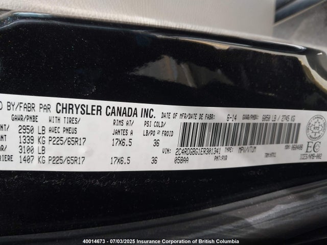 2C4RDGBG1ER301341 Dodge Grand Caravan