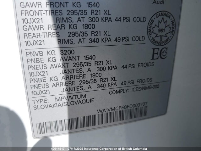 Audi Q7 2015 WA1VMCFE8FD003707 Image 9