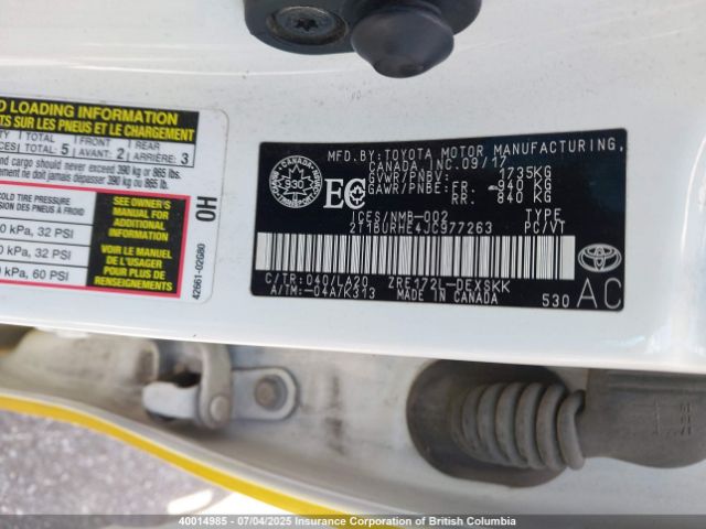 2T1BURHE4JC977263 Toyota 2zr-fe