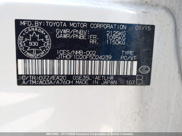 JTHCF1D20F5024239 Lexus 4gr-fse