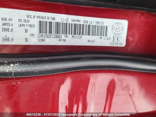 1C4RJFBG5FC236829 Jeep Grand Cherokee