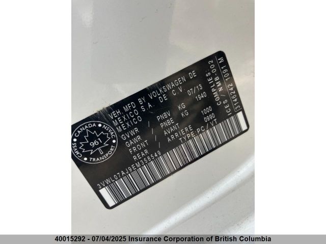3VWL07AJ9EM358549 Volkswagen 2014