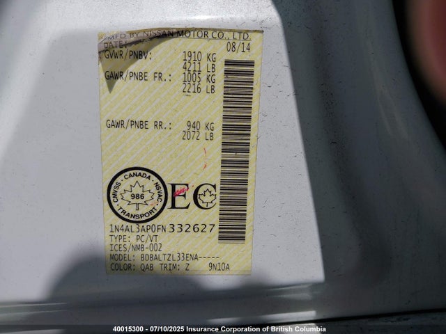 1N4AL3AP0FN332627 Nissan 2015