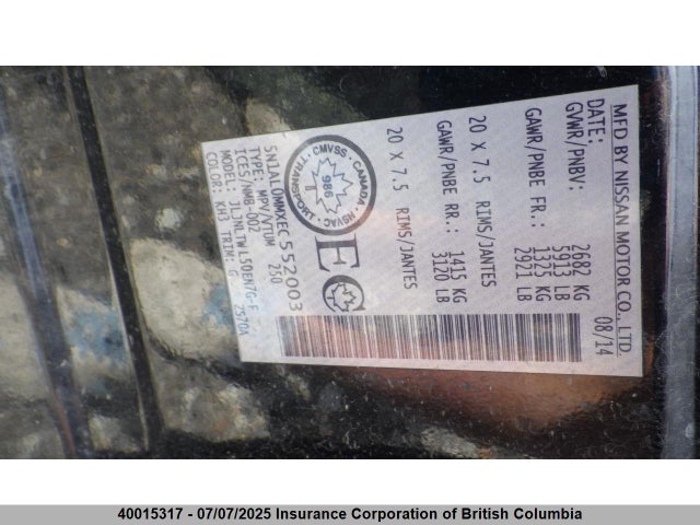 5N1AL0MMXEC552003 Infiniti QX60