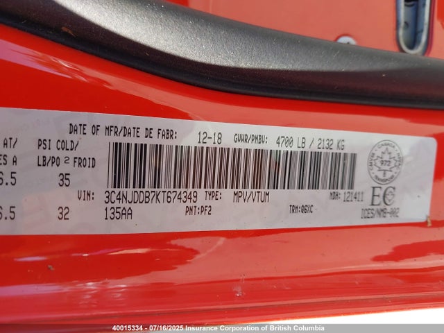 3C4NJDDB7KT674349 Jeep 2019