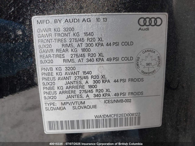 WA1DMCFE2ED008122 Audi 2014