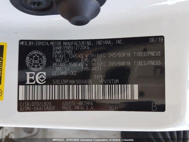 5TDJZRFH8KS604696 Toyota 2gr-fks