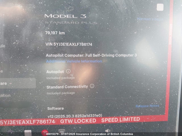 5YJ3E1EAXLF786174 Tesla 2020