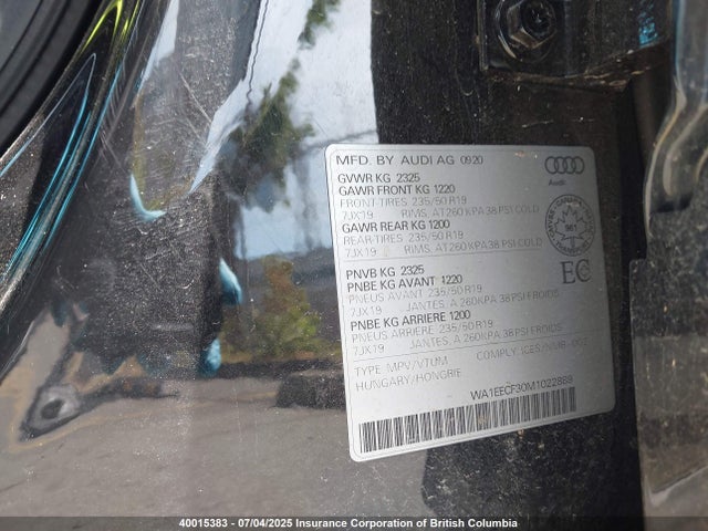 WA1EECF30M1022889 Audi 45 tfsi 2.0t