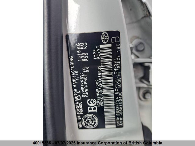 VNKKTUD3XHA076902 Toyota 1nz-fe