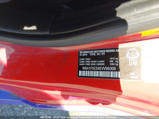 WBA1F5C5XEVV99309 BMW 2014