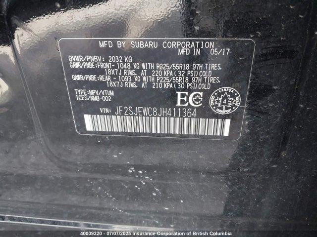 JF2SJEWC8JH411364 Subaru naturally aspirated c5