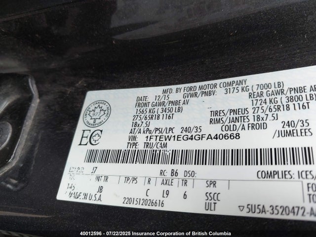 Ford 2016 2016 1FTEW1EG4GFA40668 Image 8