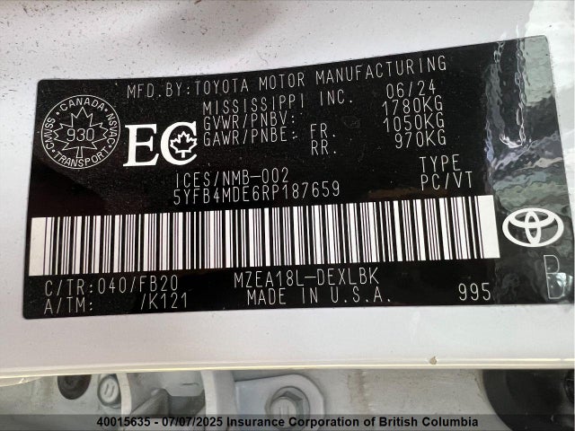 5YFB4MDE6RP187659 Toyota m20a-fks