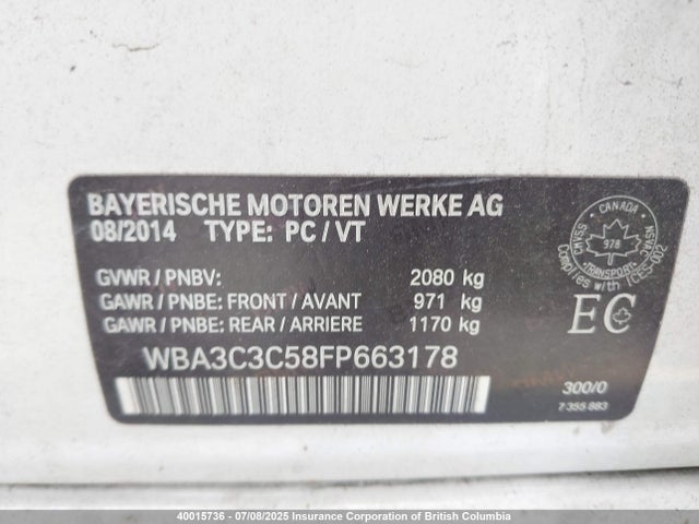BMW 320i 2015 WBA3C3C58FP663178 Image 9