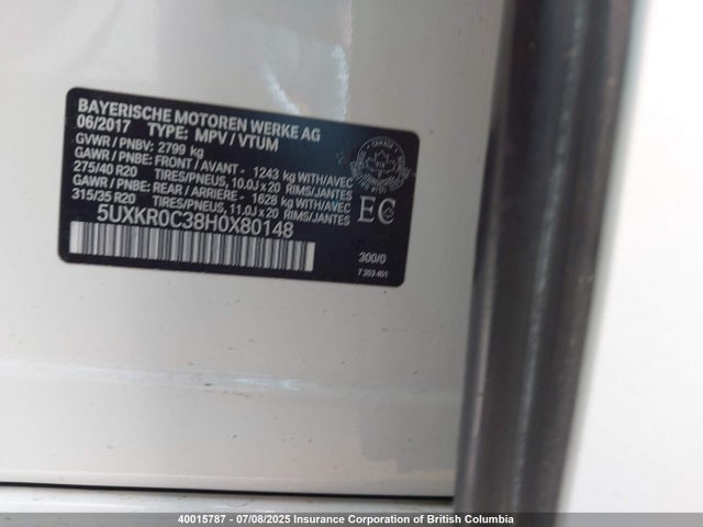 5UXKR0C38H0X80148 BMW X5
