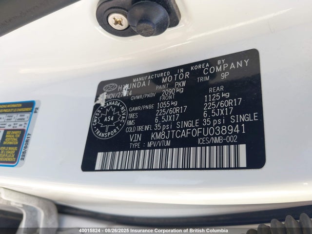 KM8JTCAF0FU038941 Hyundai TUCSON GLS