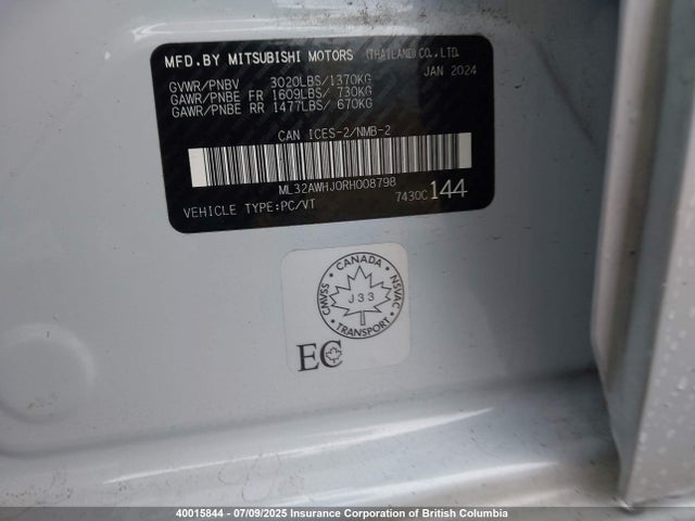 Mitsubishi mivec 2024 ML32AWHJ0RH008798 Image 9