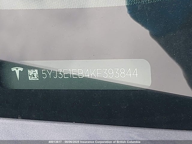 5YJ3E1EB4KF393844 Tesla MODEL 3