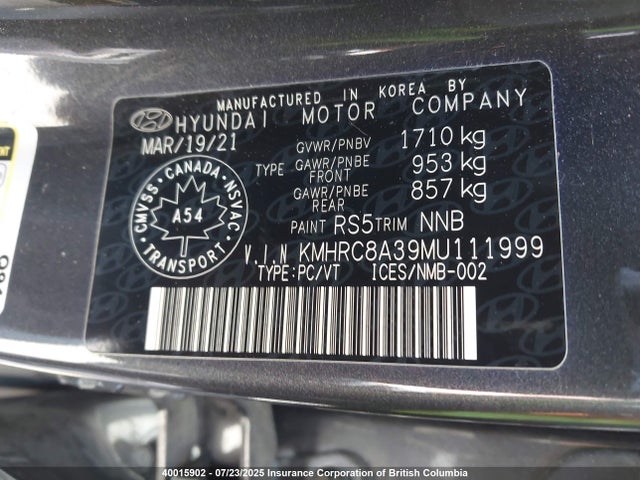 2021 Hyundai Venue მანქანა იყიდება აუქციონზე, vin: KMHRC8A39MU111999, აუქციონის ნომერი: 40015902