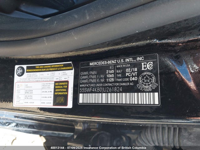 55SWF4KB0JU261824 Mercedes-Benz m274