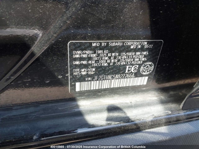 JF2GTHNC5N8222664 Subaru na