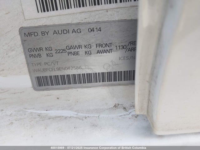 WAUBFCFL9EN042586 Audi flex fuel engine