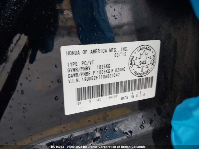 Acura k24v7 2016 19UDE2F71GA800542 Image 9
