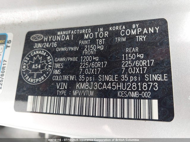 KM8J3CA45HU281873 Hyundai gdi nu