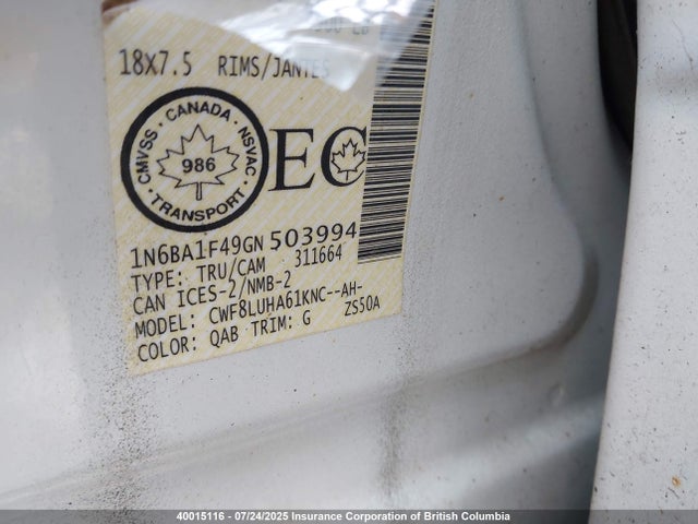 1N6BA1F49GN503994 Nissan 2016