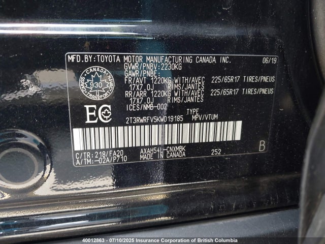 2T3RWRFV5KW019185 Toyota a25-fxz, 3nm+4nm