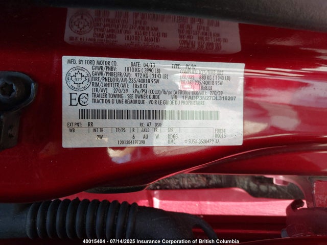 2013 Ford Focus Titanium მანქანა იყიდება აუქციონზე, vin: 1FADP3N27DL316207, აუქციონის ნომერი: 40015404