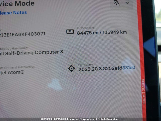 5YJ3E1EA6KF403071 Tesla 2019