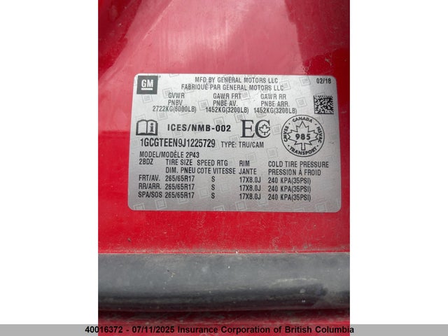 1GCGTEEN9J1225729 Chevrolet lg2 - di: direct injection, vvt: variable valve timing, alum, var2, gen2
