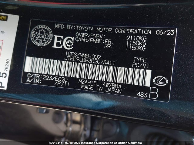 JTHP9JBH3R2073411 Lexus m20a-fxs, 3nm,1mm