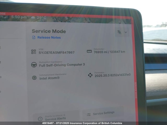 40016457 :رقم المزاد ، 5YJ3E1EA5MF847867 vin ، 2021 Tesla Model 3 مزاد بيع