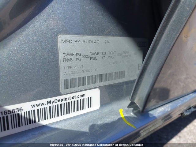 Audi flex fuel capable engine 2015 WAUKFCFL4FN026104 Image 9