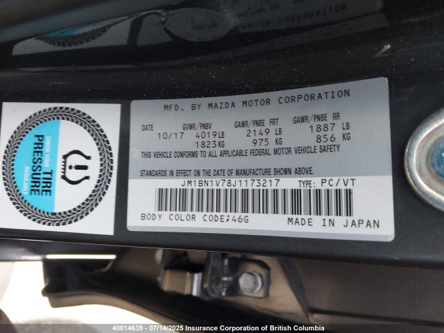Mazda pe 2018 JM1BN1V78J1173217 Image 9