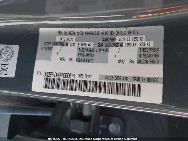 3MZBPADM8PM360614 Mazda pyukd