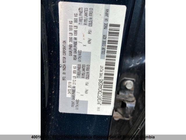 JM1DKFC70K0448345 Mazda pe