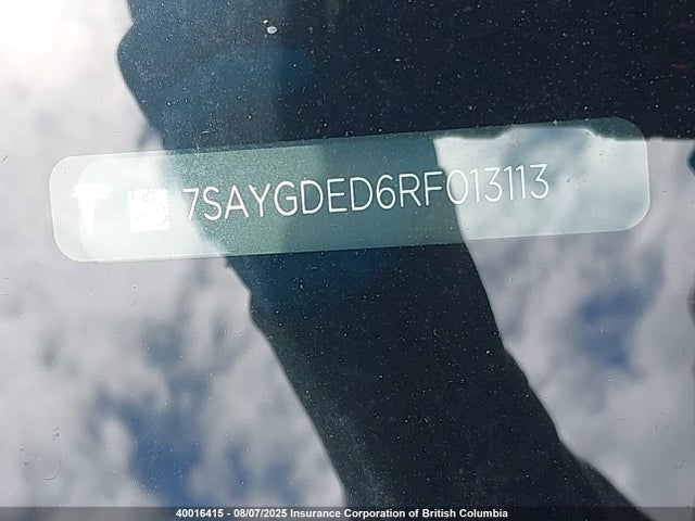 7SAYGDED6RF013113 Tesla Model Y