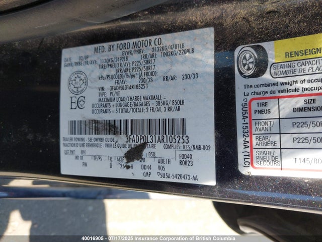Продаж на аукціоні авто 2010 Ford Fusion Hybrid, vin: 3FADP0L31AR105253, номер лоту: 40016905